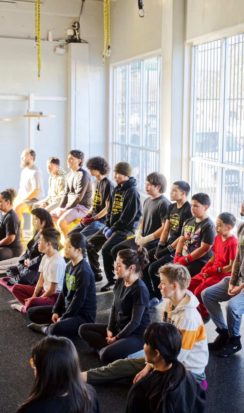 Seated mindfulness practice at Gopa Boxing Club Oakland