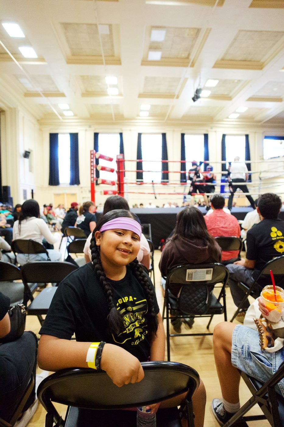Young Gopa Boxing Club supporter ringside at Town Fights