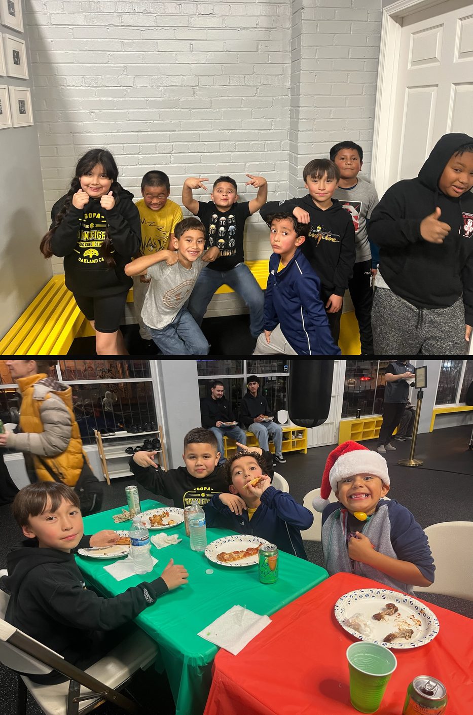 Kids of Gopa Boxing Club at the gym and the holiday party in Oakland