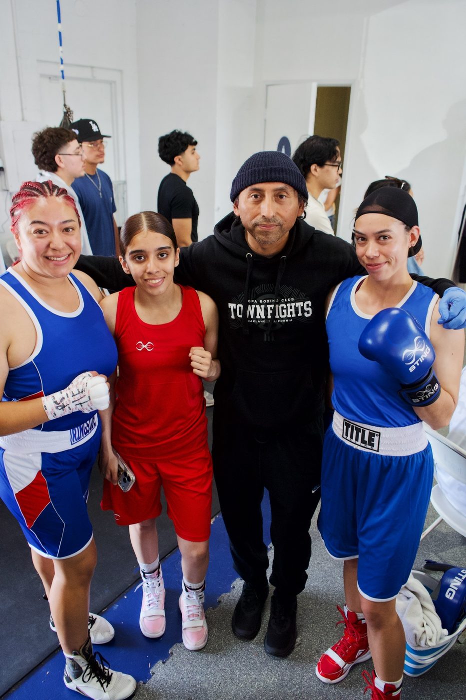 Gopa Boxing Club women boxers with their coach at Town Fights