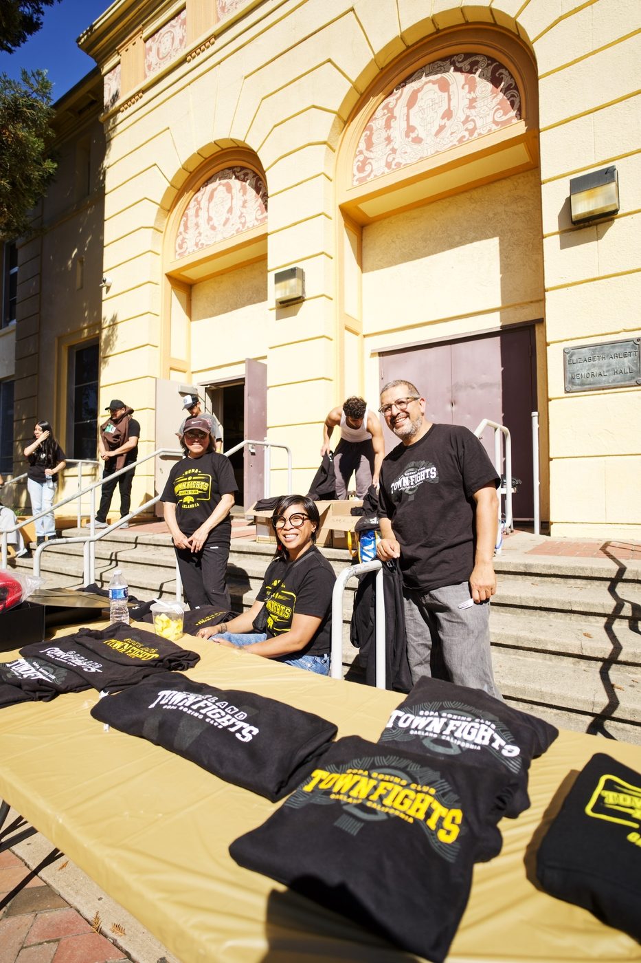 Town Fights merchandise table outside the Oakland venue