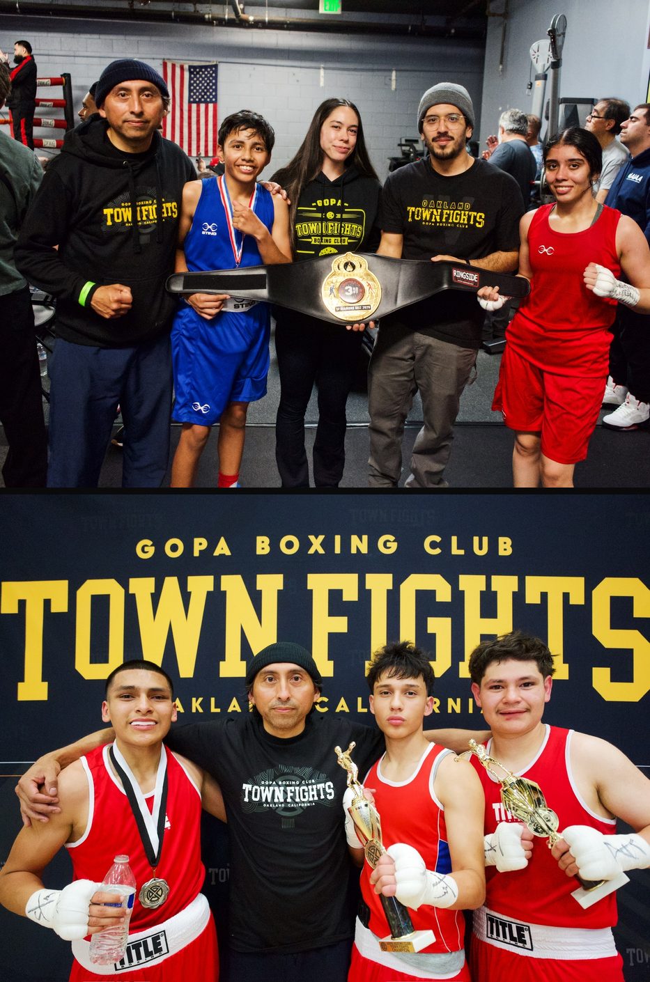 Gopa Boxing Club boxers with championship belts and trophies