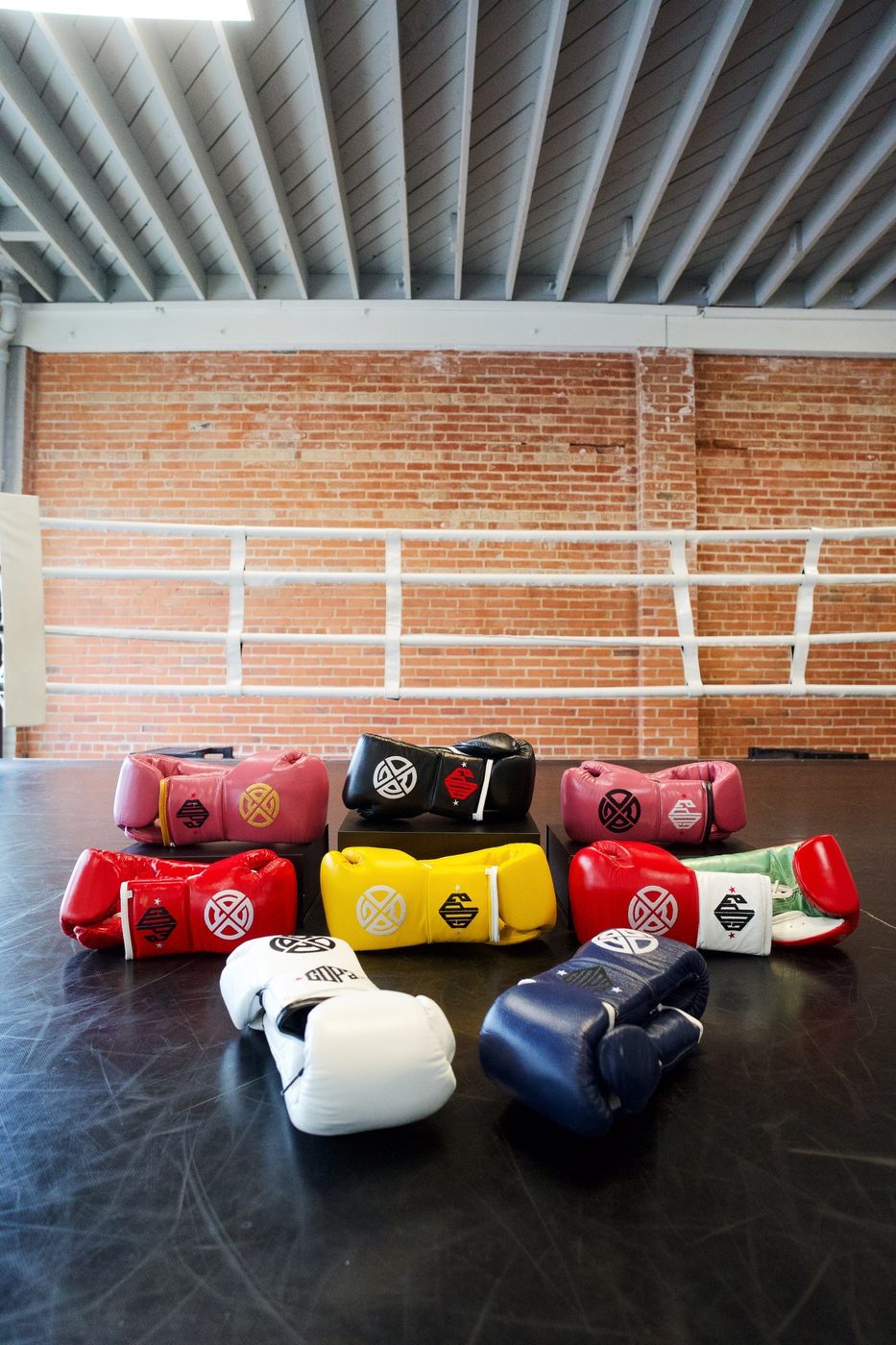 Gopa Boxing Club custom gloves laid out in the ring