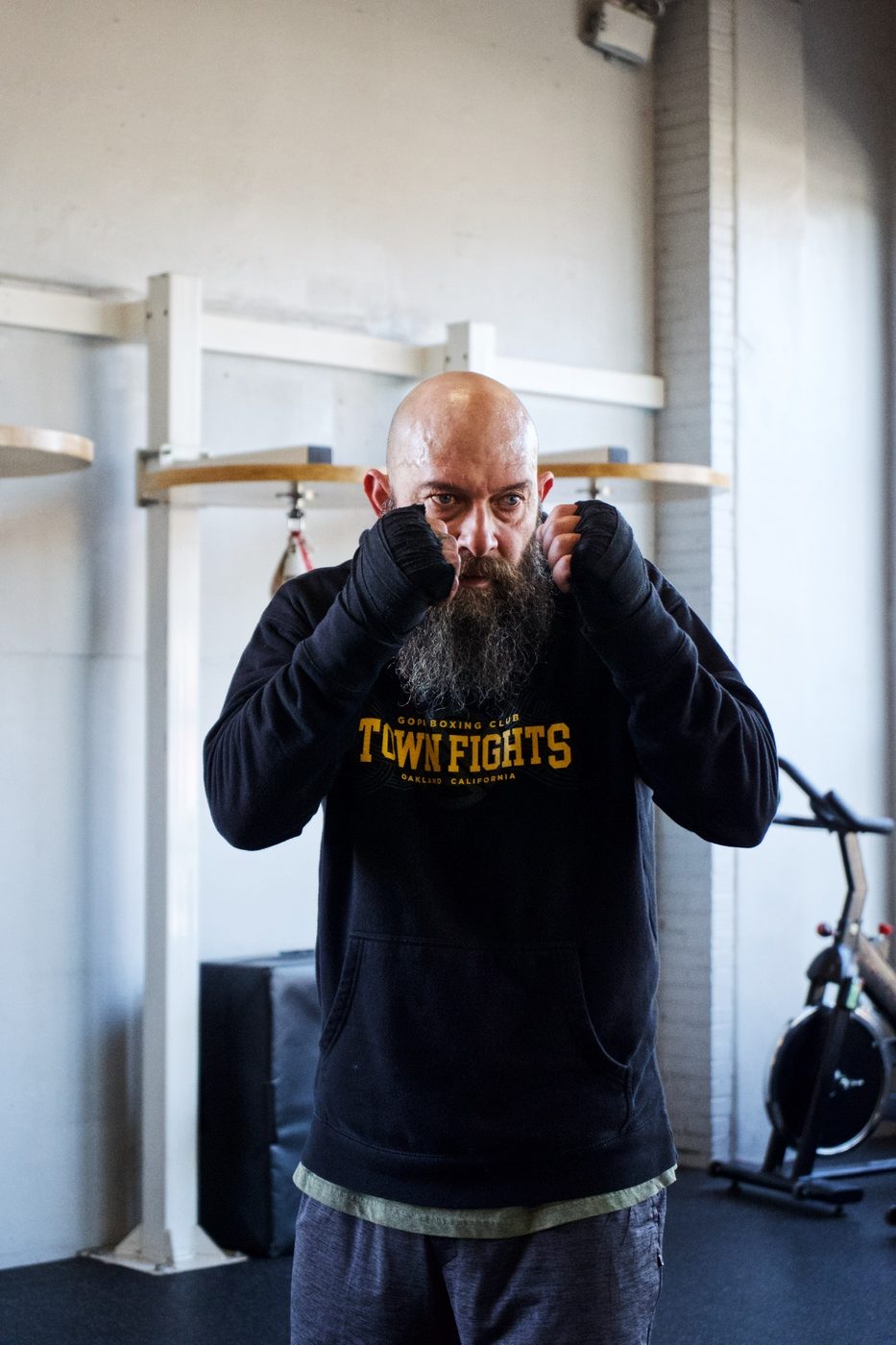 Gopa Boxing Club member in guard during training