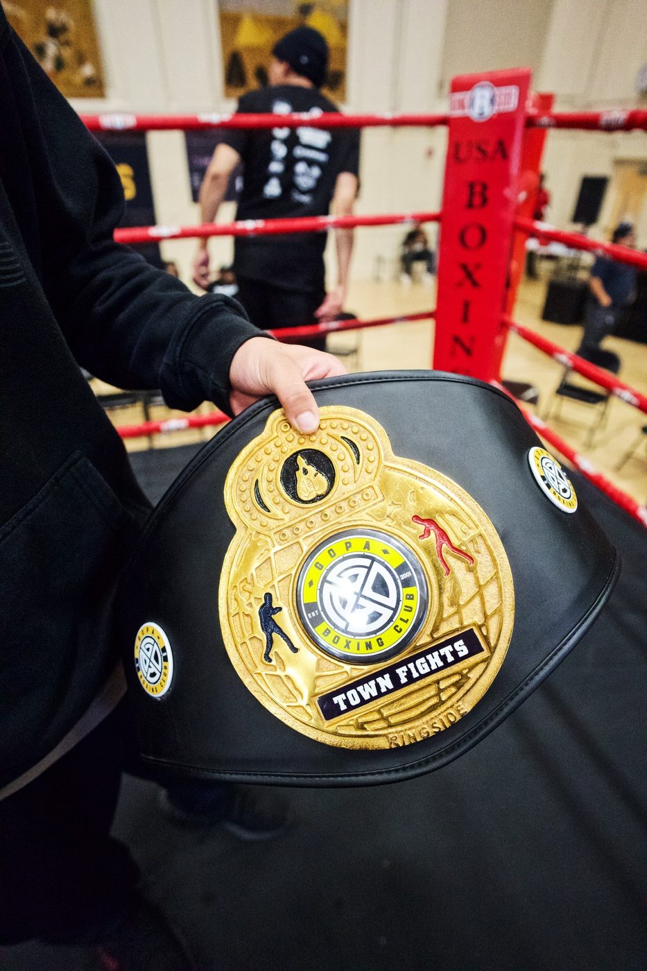 Gopa Boxing Club Town Fights championship belt ringside