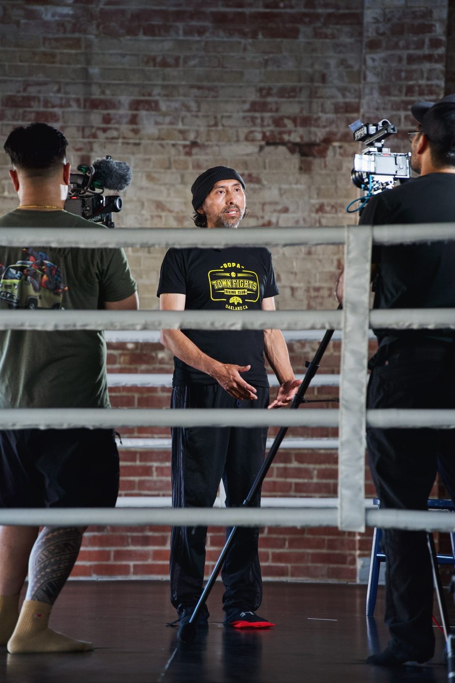 Filming in the ring at Gopa Boxing Club Oakland