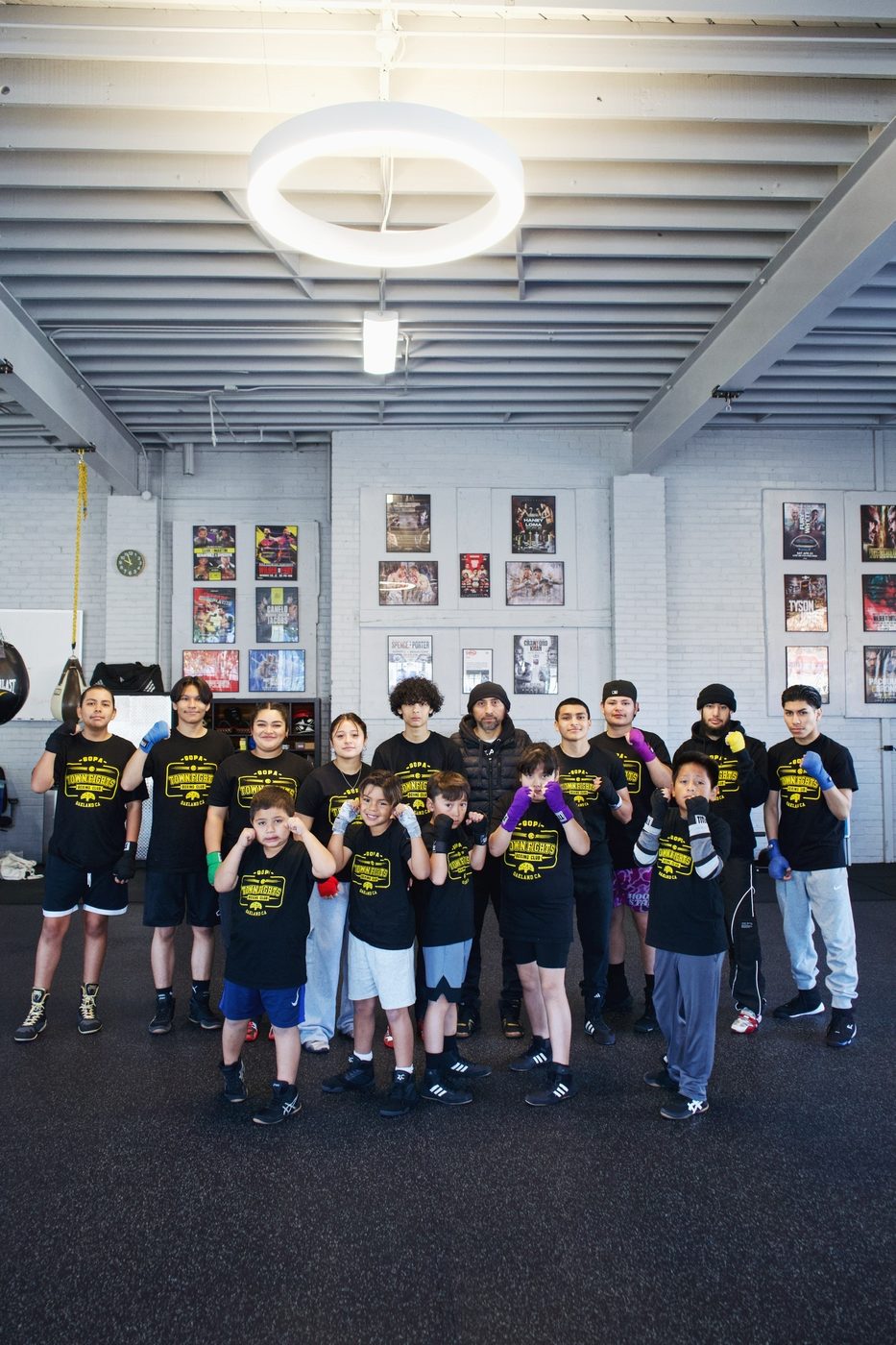 Youth boxing team group photo at Gopa Boxing Club Oakland