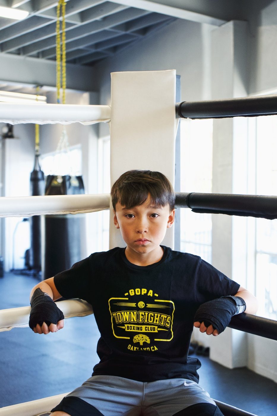 Young boxer in the ring at Gopa Boxing Club Oakland